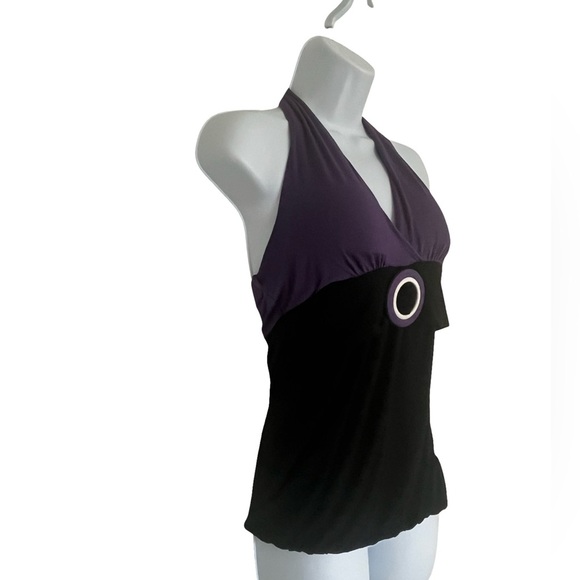 Blue Impus Tops - Blue Impus Purple and Black Halter Tank w/ belt buckle Top. Size L.